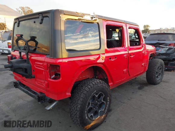 2022 Jeep Wrangler Unlimited Rubicon with VIN 1C4JJXR63NW206709, listed as a IAAI auction lot 41254820 with 25,317 mi miles and . Bid and sale history available at DreamBid. Image 4.