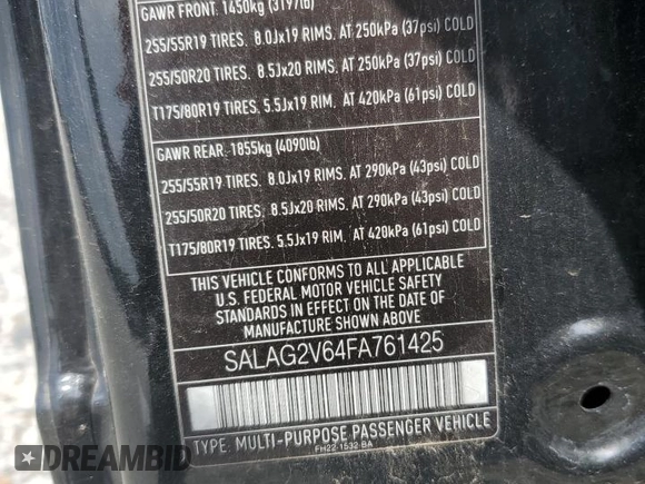 2015 Land Rover LR4 HSE z VIN SALAG2V64FA761425, wystawiony jako Copart lot #60212245 z przebiegiem 112 771 mil mil oraz Czysty tytuł • Clean title. Historia ofert i sprzedaży dostępna na DreamBid. Obrazek 13.