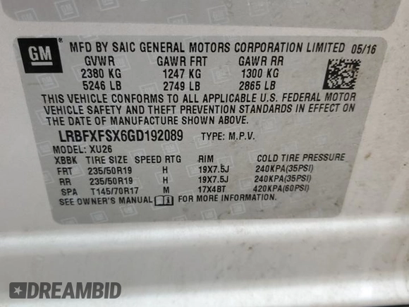 2016 Buick Envision Premium II with VIN LRBFXFSX6GD192089, listed as a Copart auction lot 47734825 with 222,971 mi miles and Clean Title. Bid and sale history available at carsss.com. Image 14.