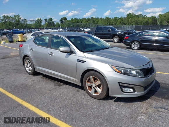 2015 Kia Optima LX with VIN 5XXGM4A79FG477619, listed as a IAAI auction lot 42561432 with 125,274 mi miles and . Bid and sale history available at DreamBid. Image 1.