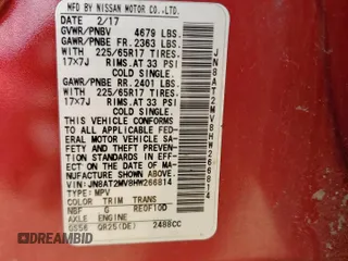 2017 Nissan Rogue S with VIN JN8AT2MV8HW266814, listed as a Copart auction lot 48042345 with 104,747 mi miles and Salvage Title. Bid and sale history available at carsss.com. Image 13.
