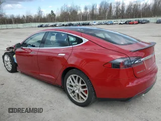 2015 Tesla Model S 85D with VIN 5YJSA1E47FF113946, listed as a Copart auction lot 52755675 with 81,344 mi miles and Salvage Title. Bid and sale history available at carsss.com. Image 2.