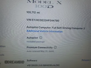 2017 Tesla Model X 90D with VIN 5YJXCDE23HF044790, listed as a Copart auction lot 52376565 with 105,712 mi miles and Salvage Title. Bid and sale history available at DreamBid. Image 9.