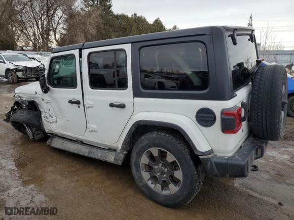 2018 Jeep Wrangler Unlimited Sahara with VIN 1C4HJXEGXJW176499, listed as a Copart auction lot 47296575 with 0 mi miles and Salvage Title. Bid and sale history available at carsss.com. Image 2.