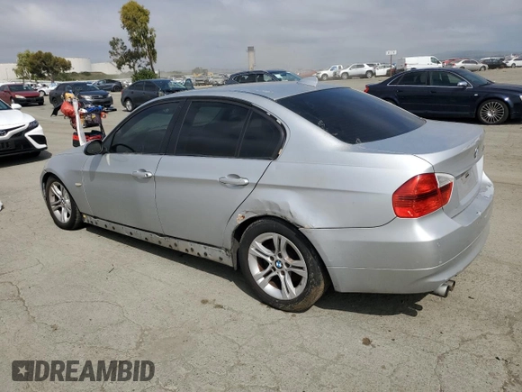 2008 BMW 3 Series 328i with VIN WBAVC53588FZ85588, listed as a Copart auction lot 53753025 with 134,650 mi miles and Salvage Title. Bid and sale history available at carsss.com. Image 2.