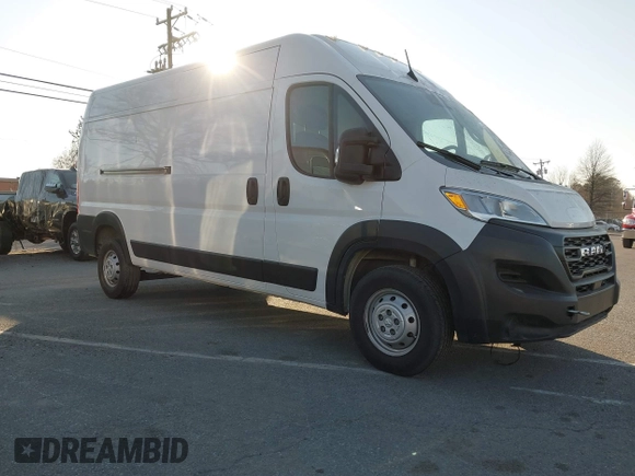 2023 Ram ProMaster Cargo with VIN 3C6MRVHGXPE509172, listed as a IAAI auction lot 41563596 with 67,348 mi miles. Bid and sale history available at carsss.com. Image 1.