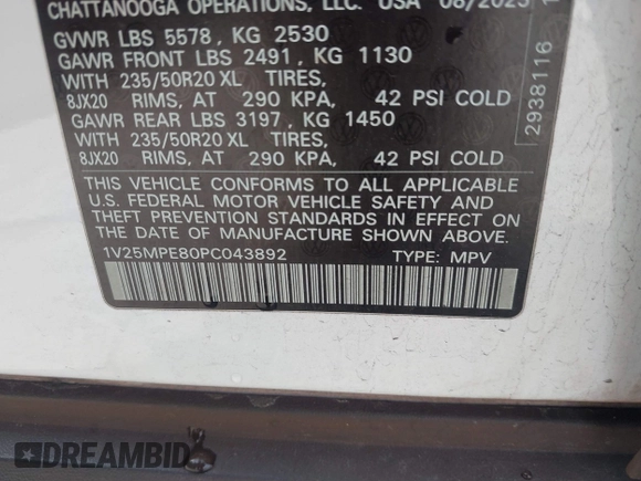 2023 Volkswagen ID.4 S z VIN 1V25MPE80PC043892, wystawiony jako IAAI lot #41669315 z przebiegiem 49 976 mil mil oraz . Historia ofert i sprzedaży dostępna na DreamBid. Obrazek 9.