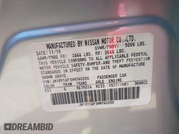 2017 Infiniti Q70 3.7 with VIN JN1BY1AP3HM740250, listed as a IAAI auction lot 41858552 with 173,907 mi miles and . Bid and sale history available at DreamBid. Image 9.