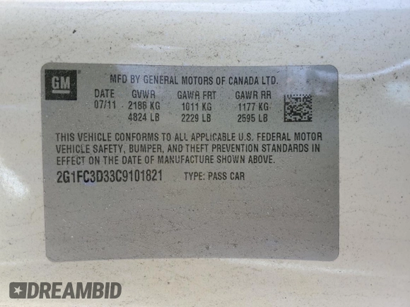 2012 Chevrolet Camaro 2LT с VIN 2G1FC3D33C9101821, выставлен на аукционе Copart как лот 49712925 с пробегом Не указан миль и Чистый • Clean title. История ставок и продаж доступна на DreamBid. Изображение 12.