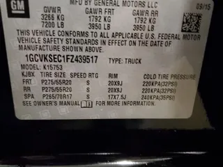 2015 Chevrolet Silverado 1500 LTZ with VIN 1GCVKSEC1FZ439517, listed as a Copart auction lot 86181304 with 70,208 mi miles and Salvage Title. Bid and sale history available at carsss.com. Image 12.