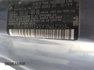 2000 BMW 3 Series 323Ci with VIN WBABM3345YJN62203, listed as a Copart auction lot 78399424 with 150,913 mi miles and Salvage Title. Bid and sale history available at DreamBid. Image 12.