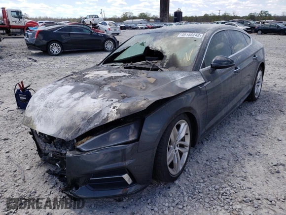 2019 Audi A5 Sportback Premium Plus with VIN WAUBNCF52KA051296, listed as a Copart auction lot 40186242 with 0 mi miles. Bid and sale history available at carsss.com. Image 2.