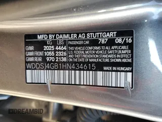 2017 Mercedes-Benz CLA 250 with VIN WDDSJ4GB1HN434615, listed as a Copart auction lot 43185044 with 139,654 mi miles and . Bid and sale history available at DreamBid. Image 12.