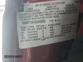 2003 Chevrolet TrailBlazer LTZ with VIN 1GNDT13S332340660, listed as a Copart auction lot 87721475 with Not Provided miles and Salvage Title. Bid and sale history available at DreamBid. Image 14.