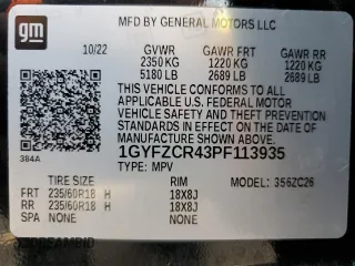 2023 Cadillac XT4 FWD Premium Luxury with VIN 1GYFZCR43PF113935, listed as a Copart auction lot 58326575 with 54,481 mi miles and Clean title. Bid and sale history available at DreamBid. Image 13.