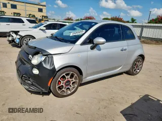 2014 FIAT 500 Sport with VIN 3C3CFFBR5ET267840, listed as a Copart auction lot 65095055 with 125,425 mi miles and Salvage title. Bid and sale history available at DreamBid. Image 1.