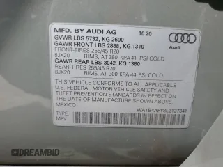 2020 Audi SQ5 Premium Plus with VIN WA1B4AFY8L2127341, listed as a Copart auction lot 69452274 with 41,814 mi miles and Salvage Title. Bid and sale history available at DreamBid. Image 14.