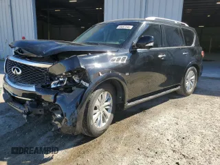 2016 Infiniti QX80 with VIN JN8AZ2NF5G9613597, listed as a Copart auction lot 49497245 with 104,832 mi miles and Salvage Title. Bid and sale history available at carsss.com. Image 1.