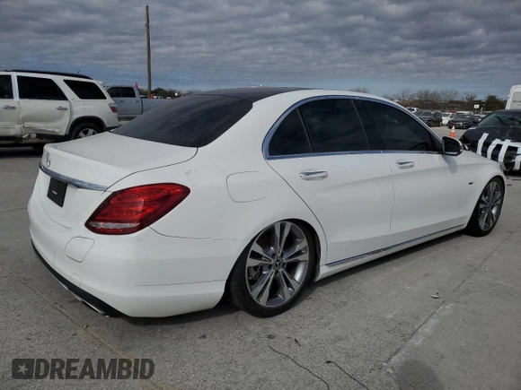2017 Mercedes-Benz C 350e with VIN 55SWF4HB6HU214606, listed as a Copart auction lot 42625235 with 47,499 mi miles and Salvage Title. Bid and sale history available at DreamBid. Image 3.