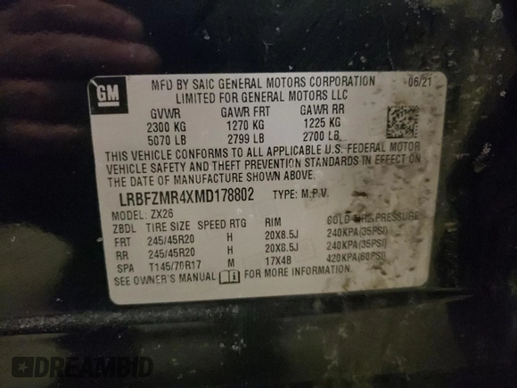 2021 Buick Envision Preferred with VIN LRBFZMR4XMD178802, listed as a Copart auction lot 41634635 with 100,839 mi miles and Salvage Title. Bid and sale history available at carsss.com. Image 13.