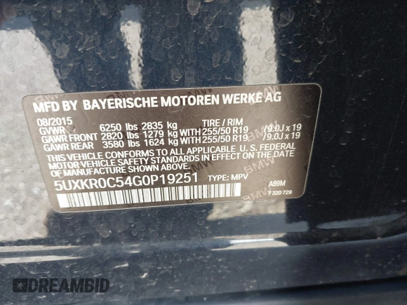 2016 BMW X5 xDrive35i with VIN 5UXKR0C54G0P19251, listed as a IAAI auction lot 41724798 with 87,824 mi miles. Bid and sale history available at carsss.com. Image 9.