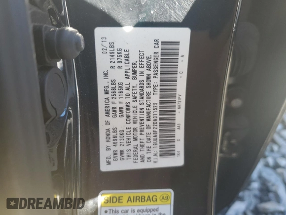 2013 Acura TL z VIN 19UUA8F22DA011525, wystawiony jako Copart lot #50602105 z przebiegiem 110 547 mil mil oraz Szkoda całkowita • Salvage title. Historia ofert i sprzedaży dostępna na DreamBid. Obrazek 12.