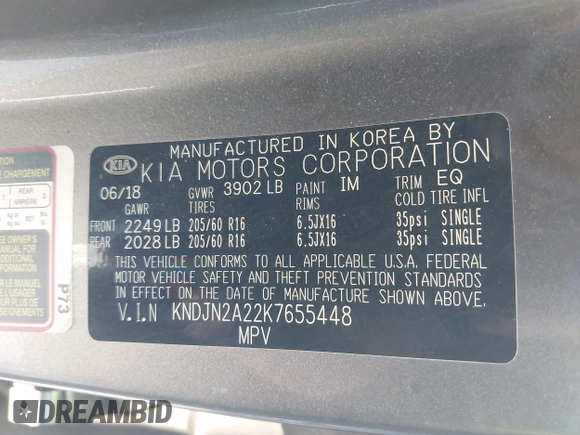 2019 Kia Soul with VIN KNDJN2A22K7655448, listed as a IAAI auction lot 41786038 with 24,553 mi miles. Bid and sale history available at carsss.com. Image 9.