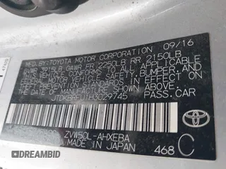 2017 Toyota Prius Two with VIN JTDKBRFU1H3029745, listed as a IAAI auction lot 42091613 with 222,115 mi miles. Bid and sale history available at carsss.com. Image 9.