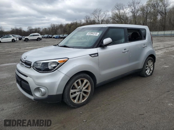 2019 Kia Soul + with VIN KNDJP3A5XK7698879, listed as a Copart auction lot 53384315 with 53,348 mi miles and Salvage Title. Bid and sale history available at carsss.com. Image 1.