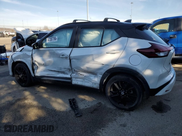 2021 Nissan Kicks SR with VIN 3N1CP5DV7ML499905, listed as a Copart auction lot 47287795 with 59,701 mi miles and Salvage Title. Bid and sale history available at carsss.com. Image 2.