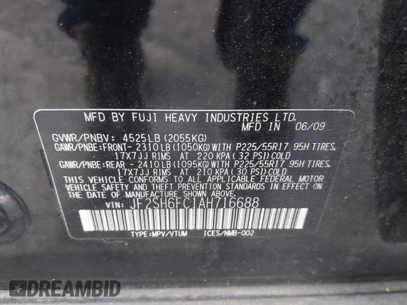 2010 Subaru Forester XT Limited с VIN JF2SH6FC1AH716688, выставлен на аукционе IAAI как лот 42424320 с пробегом Не указан миль и . История ставок и продаж доступна на DreamBid. Изображение 9.