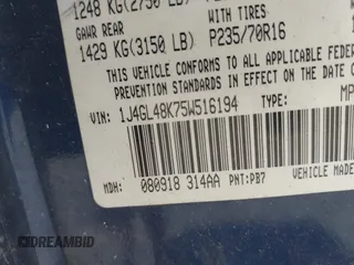 2005 Jeep Liberty Sport with VIN 1J4GL48K75W516194, listed as a IAAI auction lot 41961442 with Not Provided miles and . Bid and sale history available at carsss.com. Image 9.