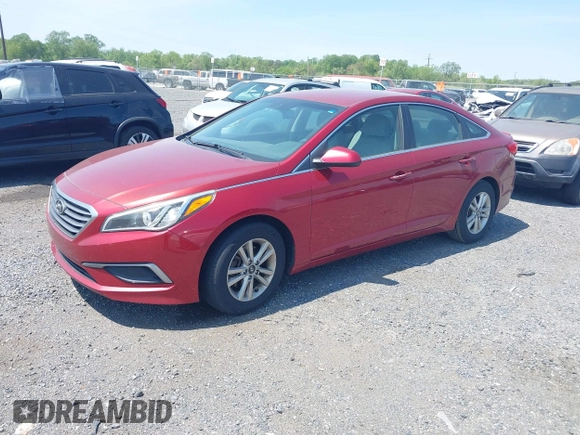2016 Hyundai Sonata SE with VIN 5NPE24AF0GH426827, listed as a IAAI auction lot 42163411 with 120,294 mi miles and . Bid and sale history available at carsss.com. Image 2.