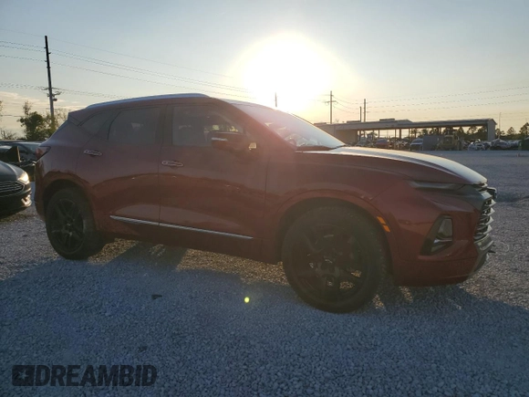 2020 Chevrolet Blazer Premier with VIN 3GNKBFRS5LS589769, listed as a Copart auction lot 87609735 with 53,384 mi miles and Salvage title. Bid and sale history available at DreamBid. Image 4.