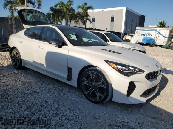 2021 Kia Stinger GT1 with VIN KNAE45LC6M6087917, listed as a Copart auction lot 53020095 with 57,615 mi miles and Salvage Title. Bid and sale history available at carsss.com. Image 4.
