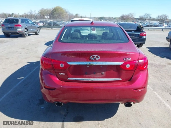 2015 Infiniti Q50 with VIN JN1BV7AR6FM420284, listed as a IAAI auction lot 41795605 with 160,353 mi miles. Bid and sale history available at carsss.com. Image 16.