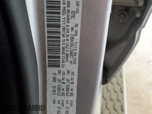 2019 Ram 1500 Tradesman with VIN 1C6RRECT7KN745812, listed as a Copart auction lot 55485685 with 82,422 mi miles and Salvage title. Bid and sale history available at DreamBid. Image 12.