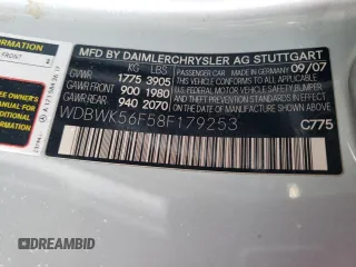 2008 Mercedes-Benz SLK 350 with VIN WDBWK56F58F179253, listed as a Copart auction lot 48260615 with 82,394 mi miles and Clean Title. Bid and sale history available at DreamBid. Image 12.