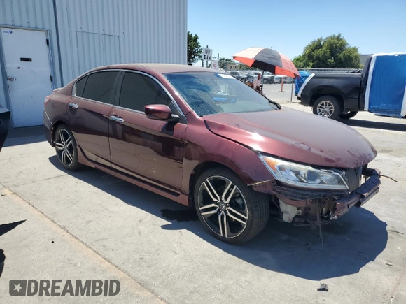 2016 Honda Accord Sport with VIN 1HGCR2F55GA051470, listed as a Copart auction lot 61557005 with 79,305 mi miles and Salvage title. Bid and sale history available at DreamBid. Image 4.
