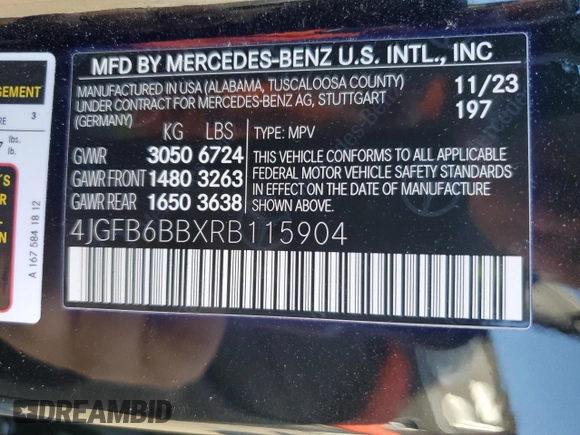2024 Mercedes-Benz GLE 53 AMG with VIN 4JGFB6BBXRB115904, listed as a Copart auction lot 88603895 with 9,451 mi miles and Salvage title. Bid and sale history available at DreamBid. Image 14.