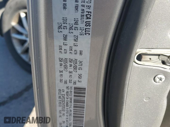 2017 Dodge Journey SXT with VIN 3C4PDCBG7HT576102, listed as a Copart auction lot 54956095 with 114,102 mi miles and Clean Title. Bid and sale history available at DreamBid. Image 13.
