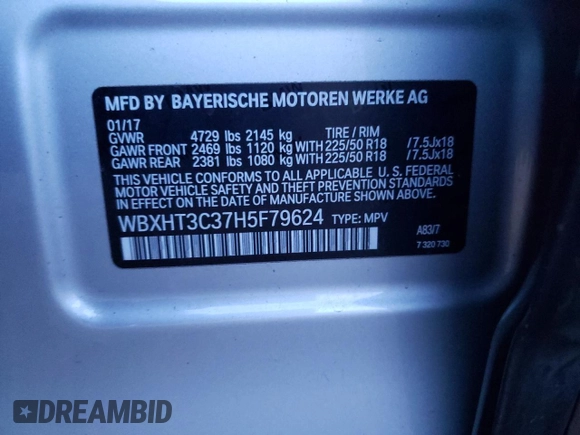 2017 BMW X1 xDrive28i with VIN WBXHT3C37H5F79624, listed as a Copart auction lot 71048542 with 48,425 mi miles. Bid and sale history available at carsss.com. Image 13.