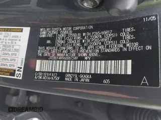 2006 Toyota 4Runner SR5 z VIN JTEBU14R960087249, wystawiony jako IAAI lot #42370575 z przebiegiem 164 150 mil mil oraz . Historia ofert i sprzedaży dostępna na DreamBid. Obrazek 9.