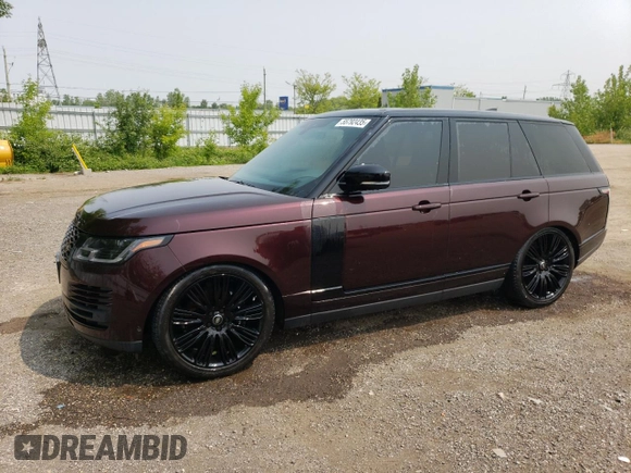 2020 Land Rover Range Rover P525 HSE with VIN SALGS2SE1LA594442, listed as a Copart auction lot 55792435 with 24,799 mi miles and Clean title. Bid and sale history available at DreamBid. Image 1.