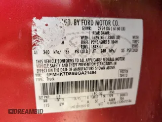 2011 Ford Explorer XLT with VIN 1FMHK7D86BGA21494, listed as a Copart auction lot 63643385 with 318,455 mi miles and Clean title. Bid and sale history available at DreamBid. Image 13.