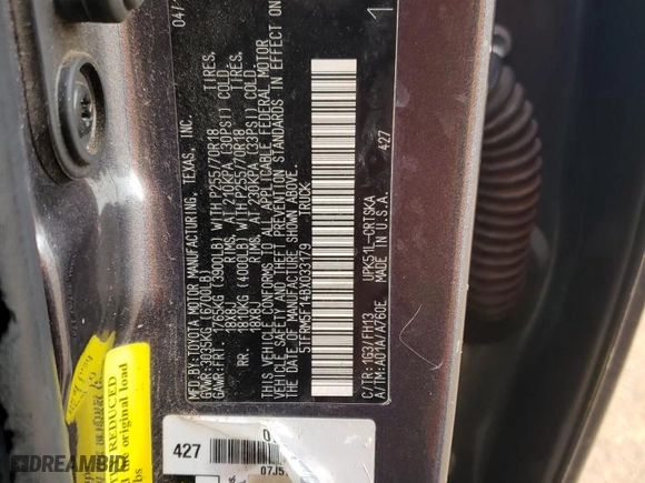 2011 Toyota Tundra 2WD Truck with VIN 5TFRM5F14BX033179, listed as a Copart auction lot 42534365 with NaN miles and Salvage Title. Bid and sale history available at carsss.com. Image 14.