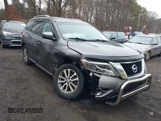 2016 Nissan Pathfinder Platinum with VIN 5N1AR2MM8GC640450, listed as a IAAI auction lot 41658912 with 74,437 mi miles. Bid and sale history available at carsss.com. Image 1.