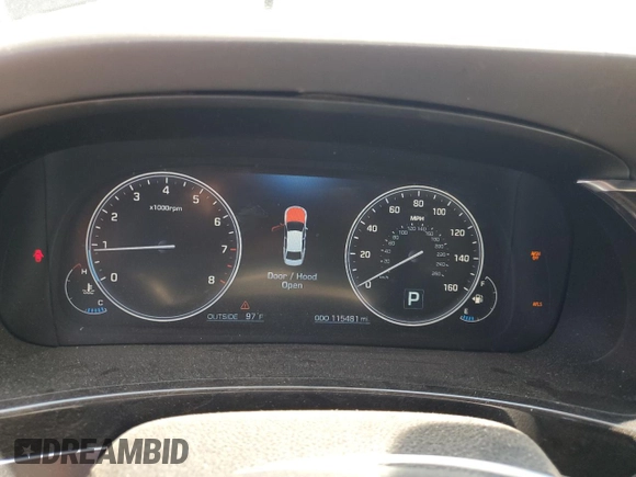 2016 Hyundai Equus Signature with VIN KMHGH4JH4GU101902, listed as a Copart auction lot 61669105 with 115,481 mi miles and Salvage title. Bid and sale history available at DreamBid. Image 9.