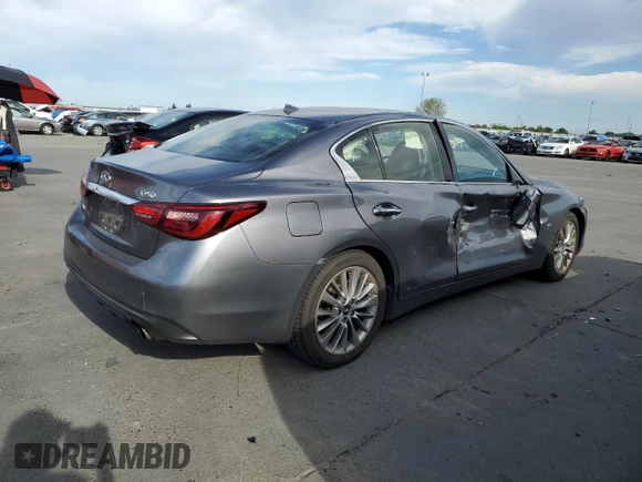 2019 Infiniti Q50 Luxe with VIN JN1EV7AR7KM557533, listed as a Copart auction lot 52172225 with 97,270 mi miles and Salvage title. Bid and sale history available at DreamBid. Image 3.