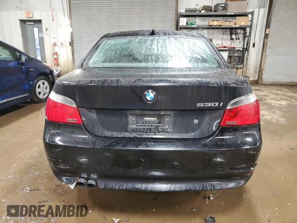 2006 BMW 5 Series 530i with VIN WBANE73566CM35987, listed as a Copart auction lot 37943054 with 206,994 mi miles and Salvage Title. Bid and sale history available at carsss.com. Image 6.